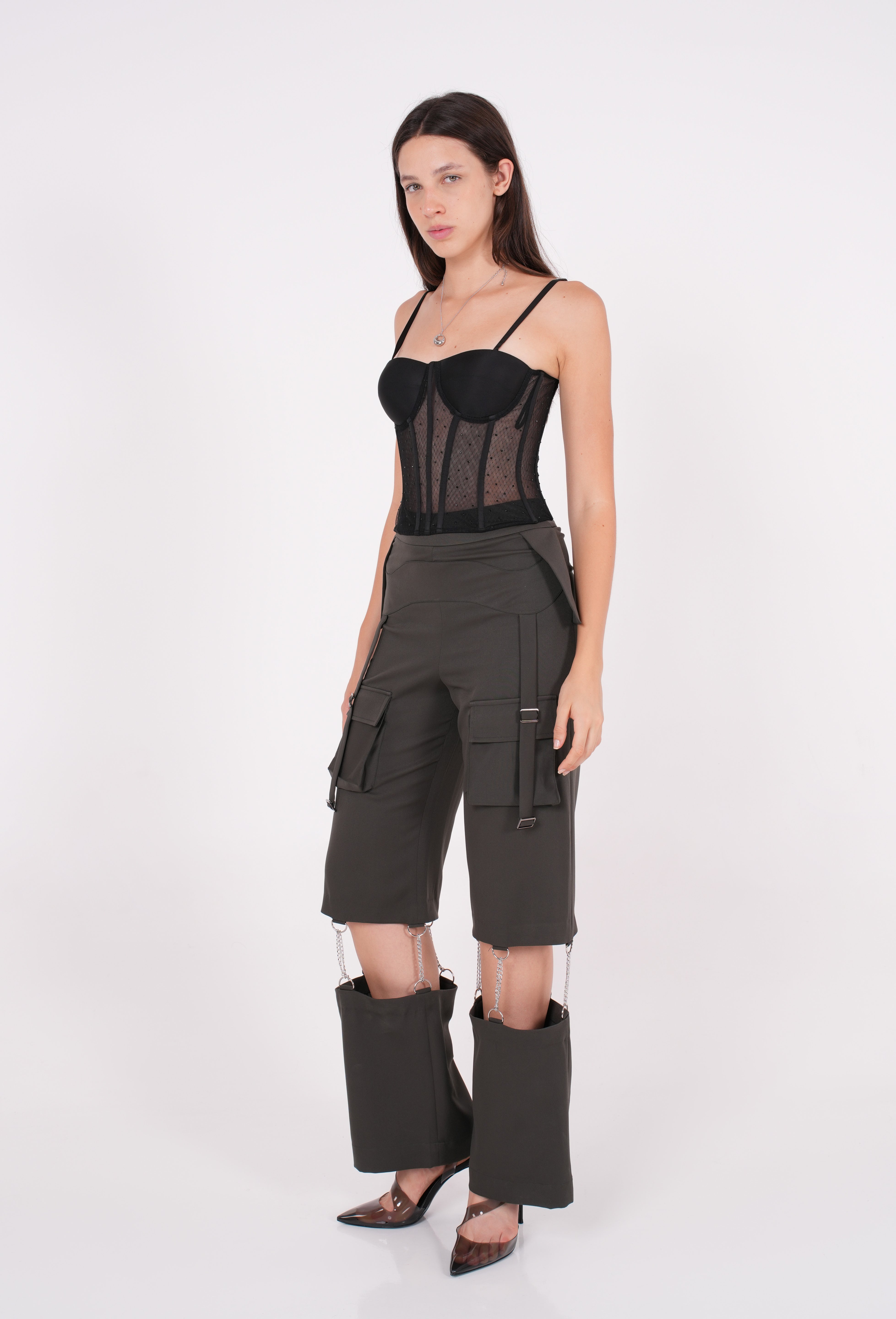 Crepe Mesh Corset - Sevgilim
