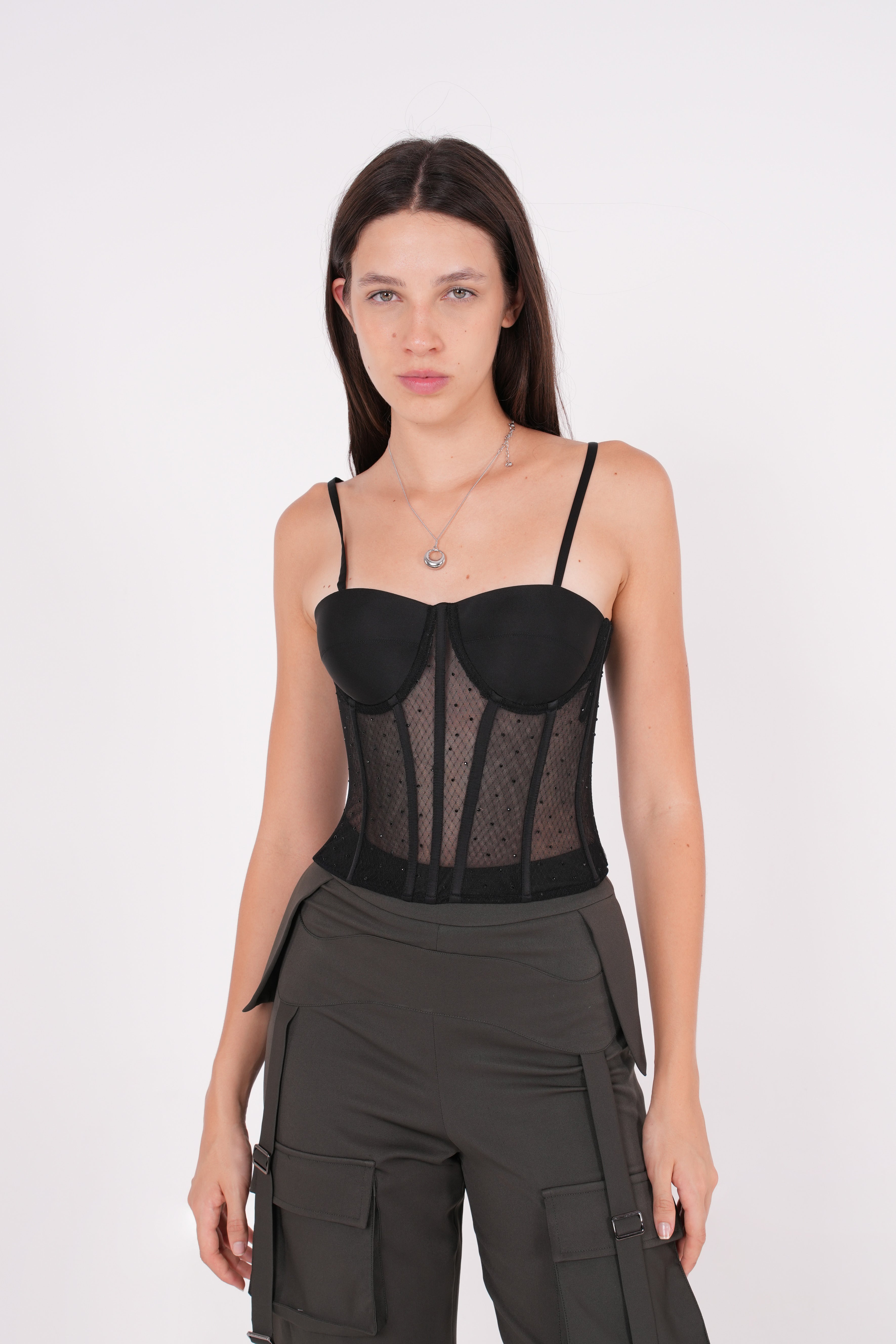 Crepe Mesh Corset - Sevgilim