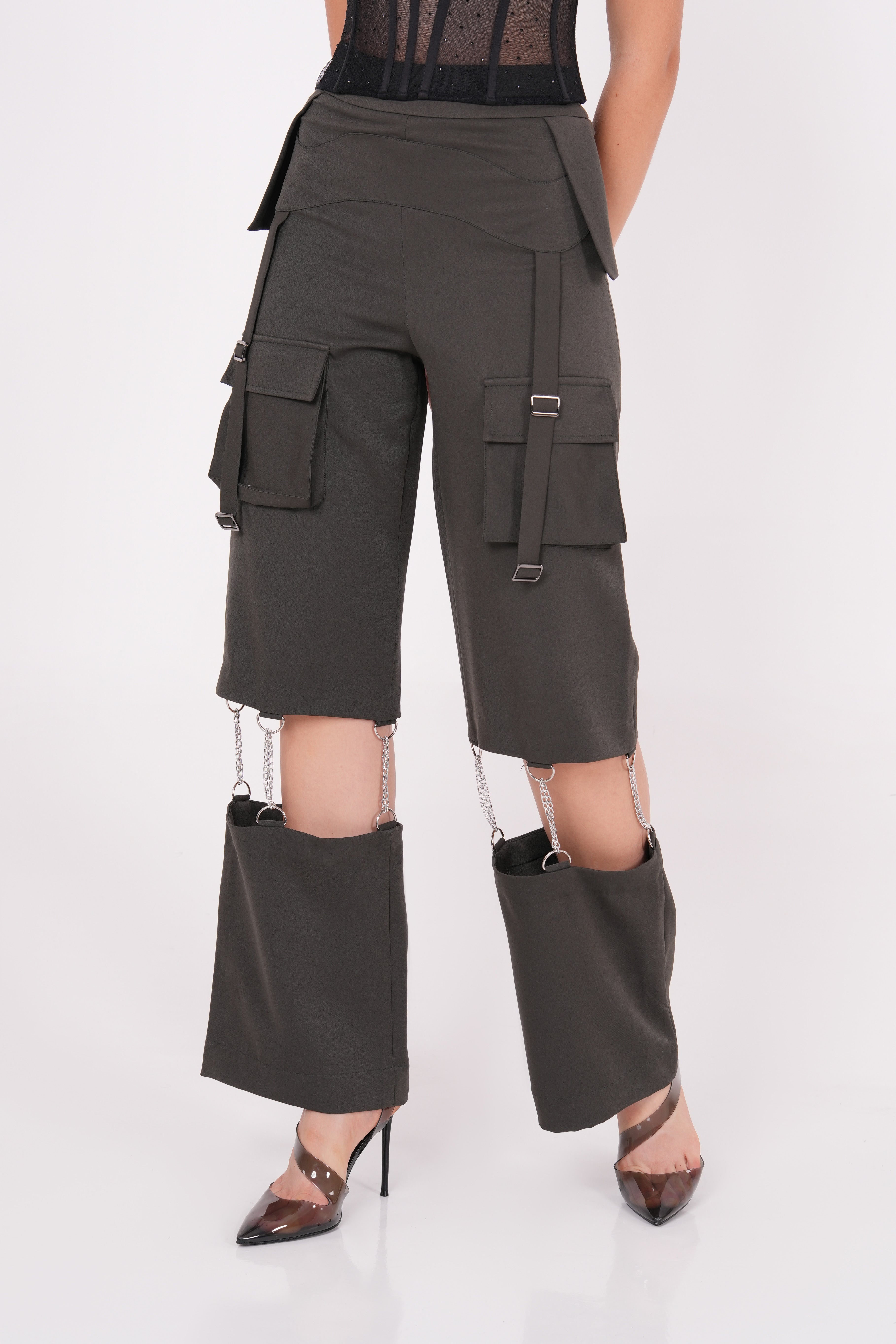 Olive Chain-Link Cargo Pant - Sevgilim
