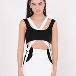 Asymmetric Black & White Mini Dress - Sevgilim