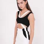 Asymmetric Black & White Mini Dress - Sevgilim