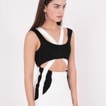 Asymmetric Black & White Mini Dress - Sevgilim
