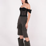 Off-Shoulder Black Mesh Corset - Sevgilim
