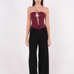 Maroon Front-Tied Corset - Sevgilim