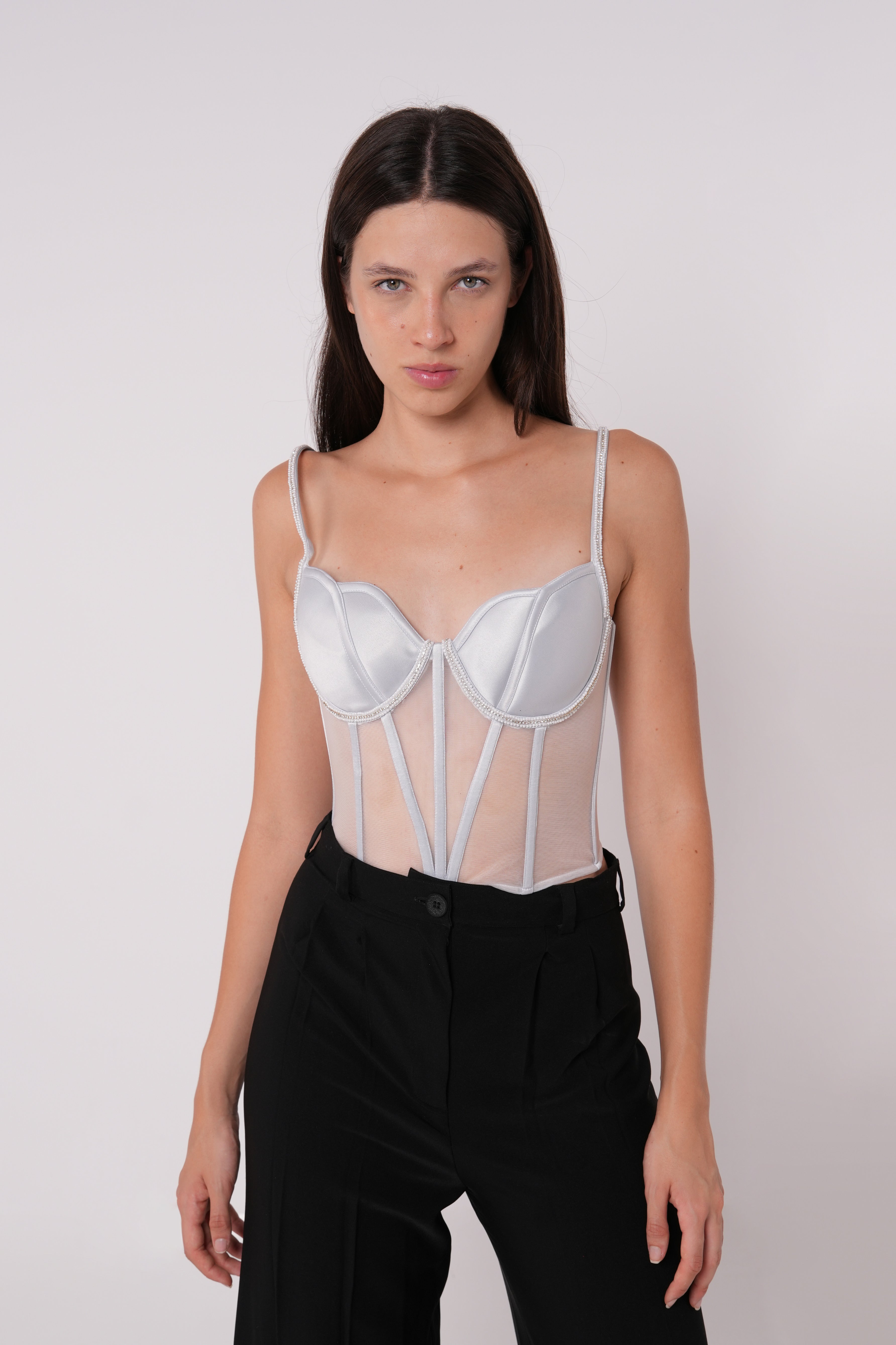 Asymmetric Silver Corset - Sevgilim