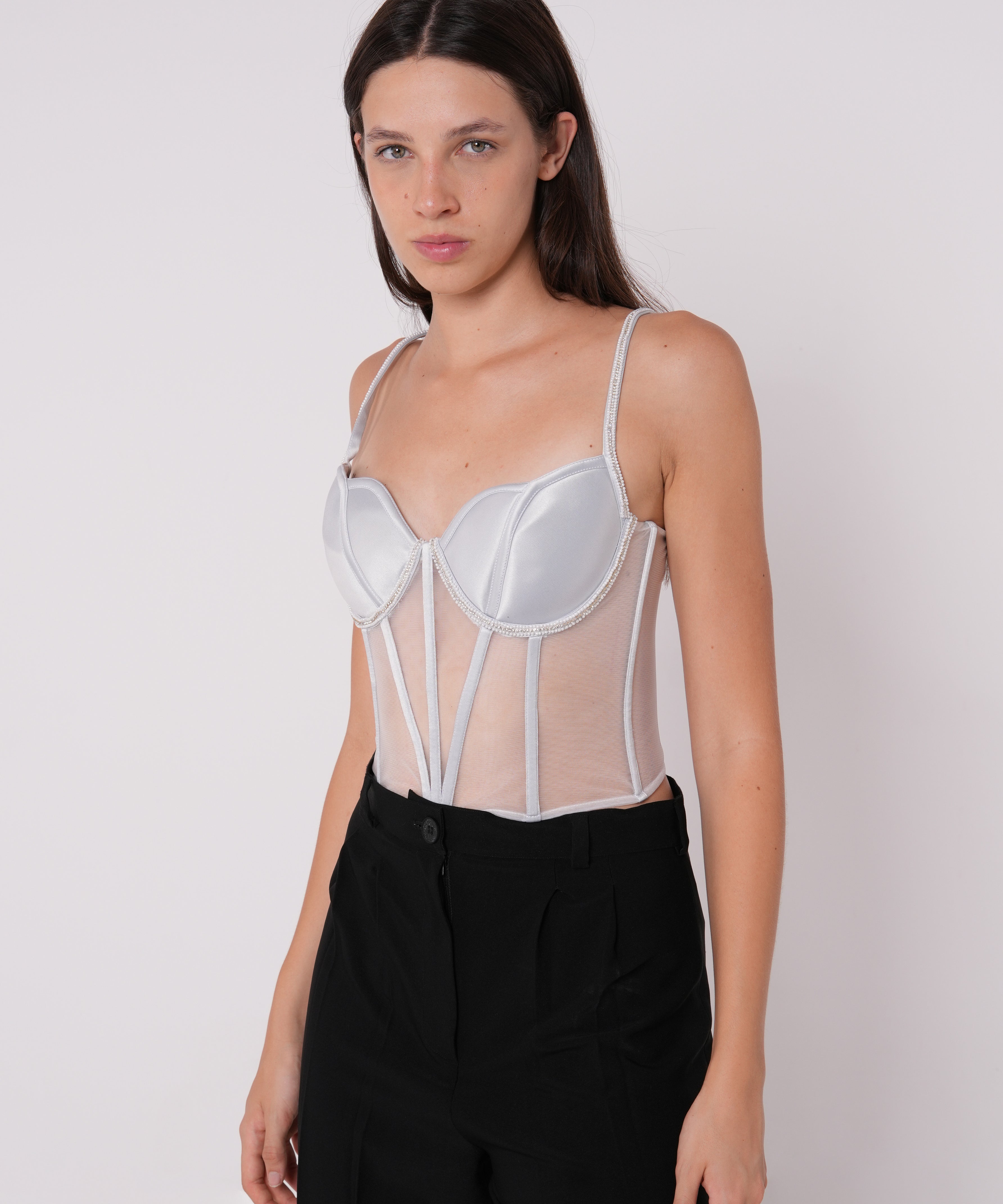 Asymmetric Silver Corset - Sevgilim
