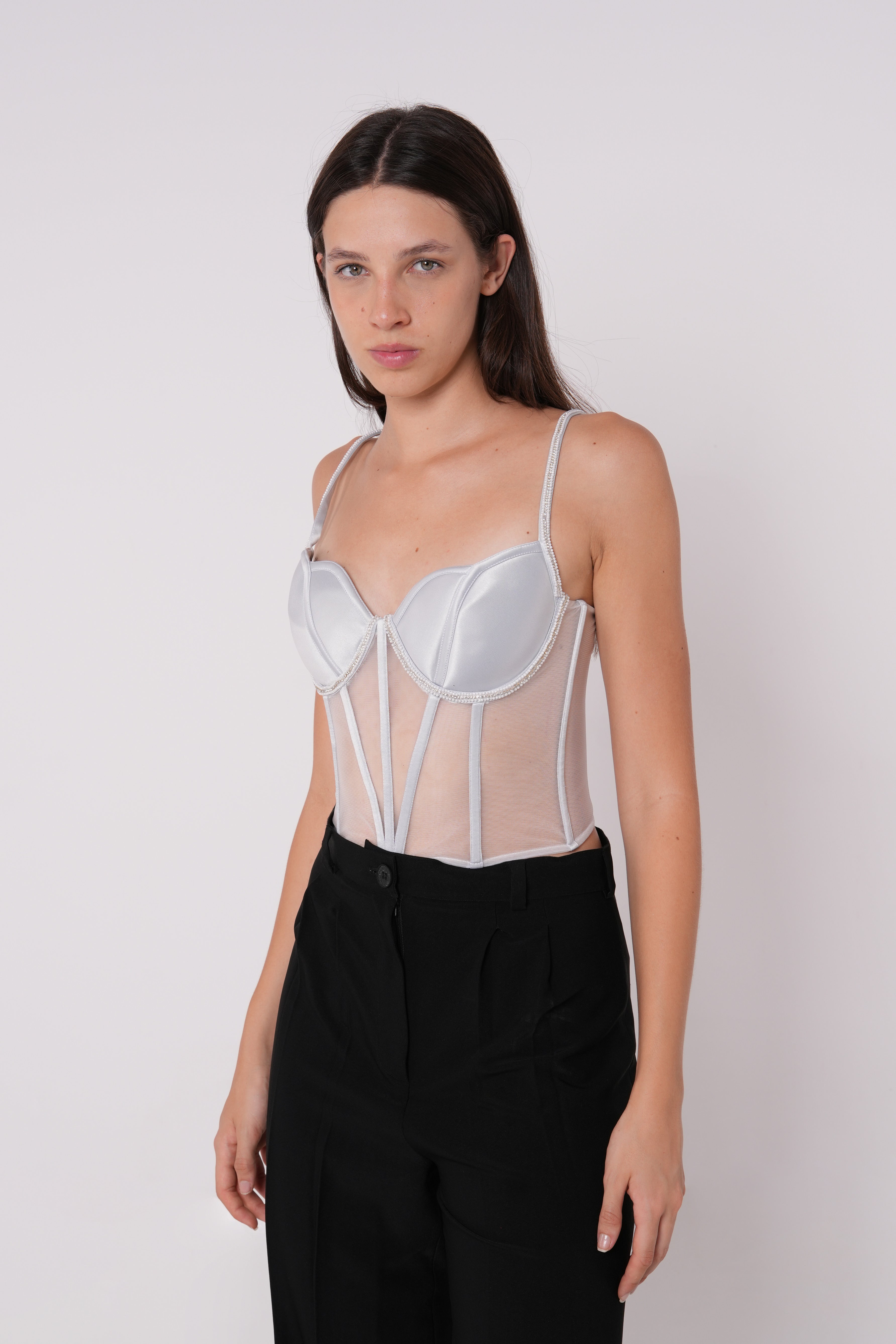 Asymmetric Silver Corset - Sevgilim