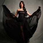 Long Black Draped Dress worn by Shruti Hassan